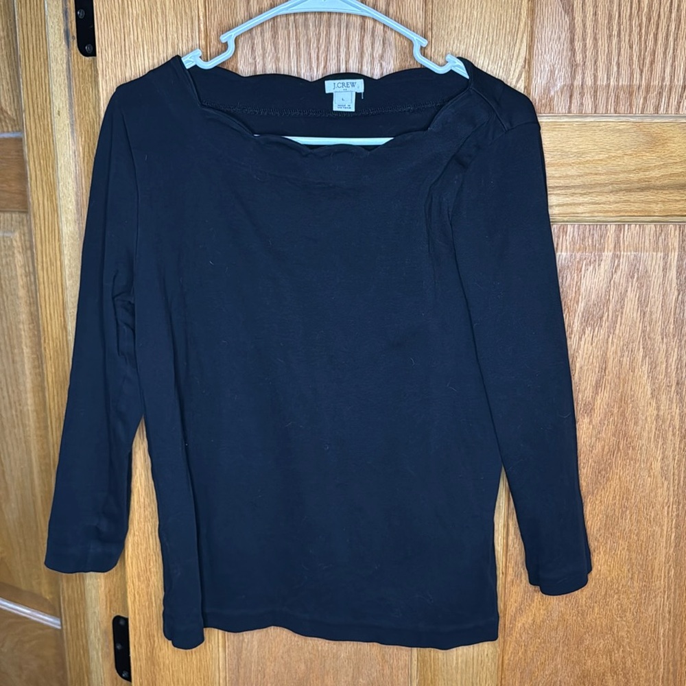 J. Crew Scalloped Neckline 100% Cotton Blouse Size Large